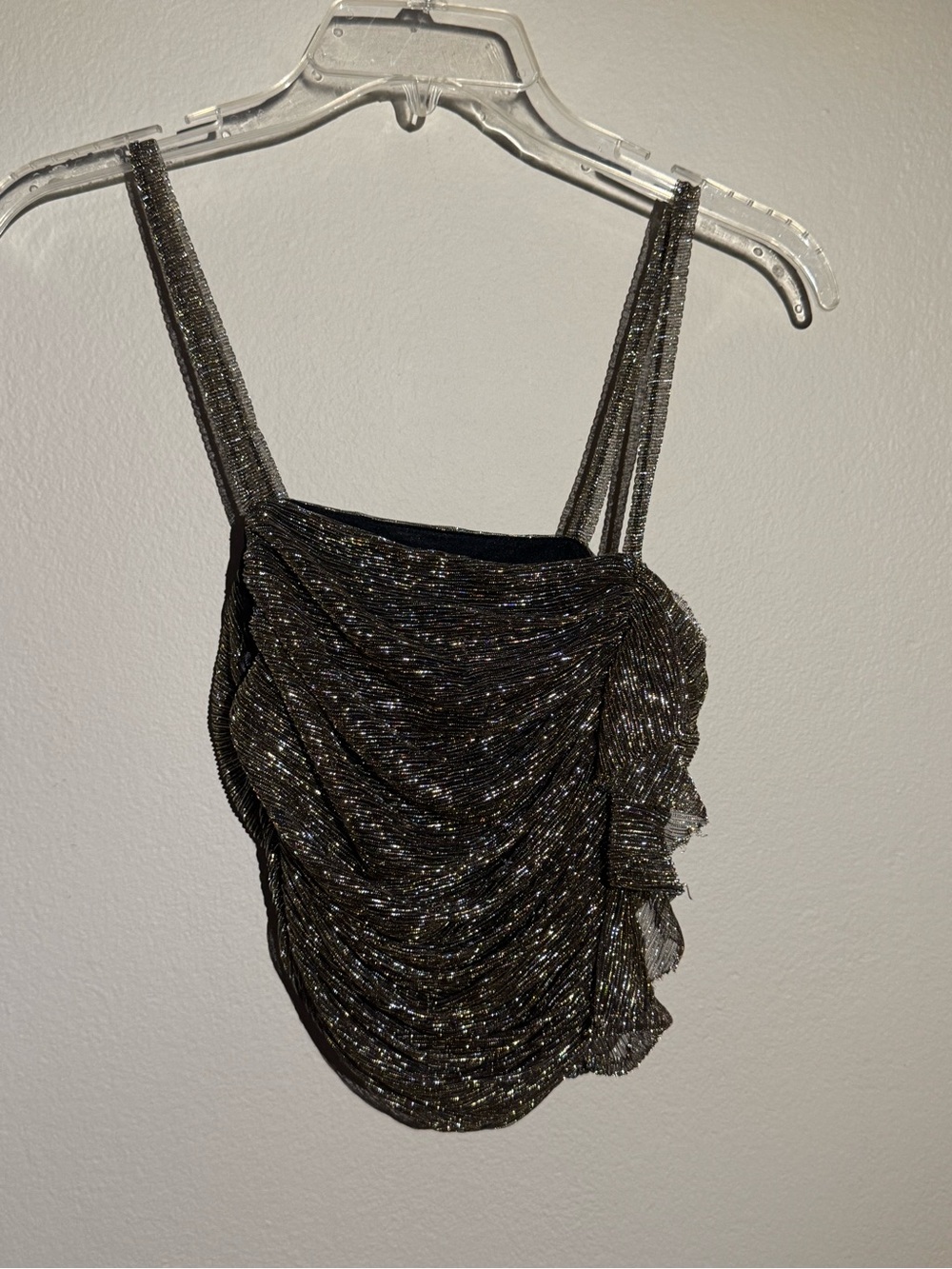 Zara Metallic Black Ruched Camisole